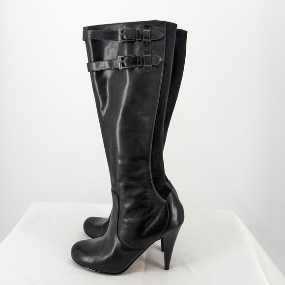Cole Haan Calf High Heel Boots Black 8 leather fall winter preppy classic - Picture 2 of 16